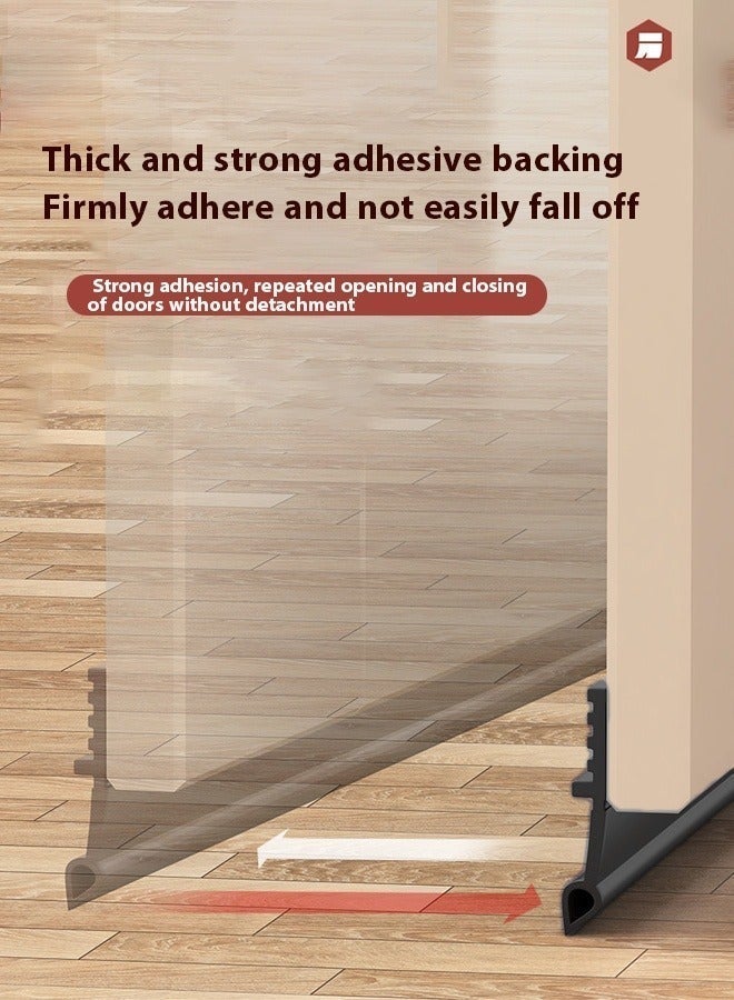 Poxvalzor Door Draught Strip,1/2/3pcs Sticky Door Seal, Cuttable Soundproof Door Seal,Suitable For Door , Glass Door, Weatherproof Door Bottom Gap Strip,Door Sweep Foot Gap Barrier Strip Self-Adhesive-Black - Image 3